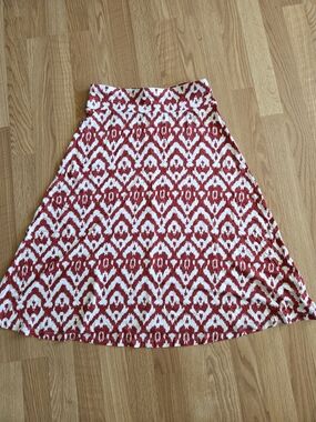 Joe Fresh Red and White Patterned A-Line Skirt
